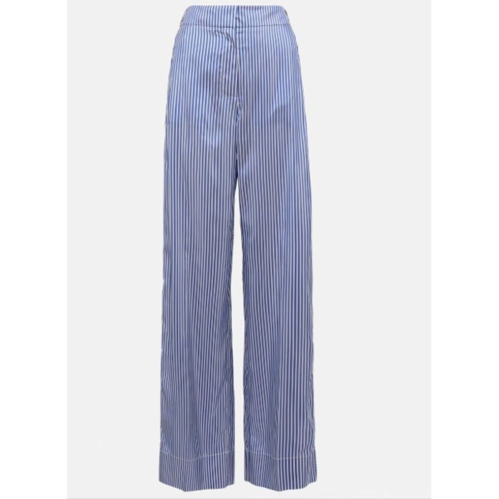 Burberry Striped High-Rise Silk Wide-Leg Pants Size 4‎